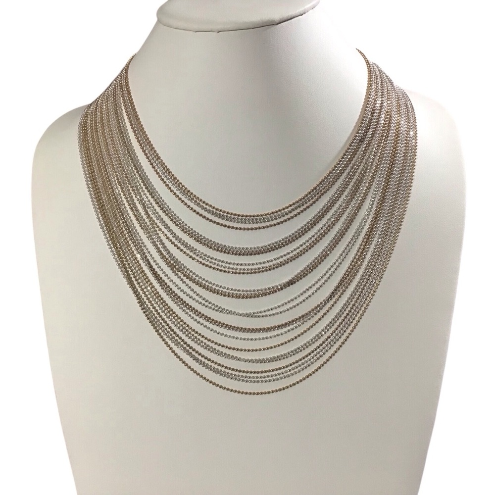 Layered Necklace Gold Silver Tone Beaded Look Fashion Jewelry